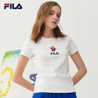 FILA斐乐官方短袖T恤女夏季舒适经典针织短袖小熊t上衣潮 云菇白-F51W328102FWT 155/76A/XS