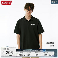 Levi's李维斯男士短袖POLO衫休闲商务复古潮流时尚百搭轻薄舒适 黑色0004 L