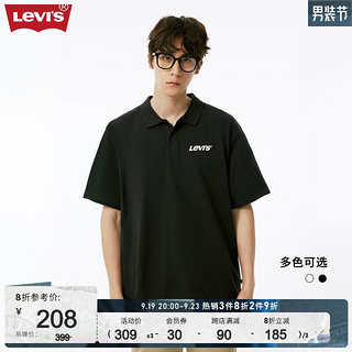 Levi's李维斯男士短袖POLO衫休闲商务复古潮流时尚百搭轻薄舒适 黑色0004 L