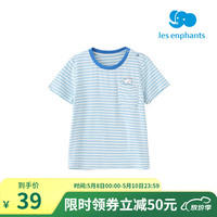 丽婴房丽婴房儿童条纹短袖宝宝卡通印花t恤夏季宽松上衣多色可选 冰蓝色 80CM/1岁