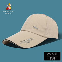 稻草人（MEXICAN）帽子男士鸭舌帽夏季薄款遮阳百搭棒球帽加长帽檐户外休闲运动防晒帽 48198L 卡其 均码可调节