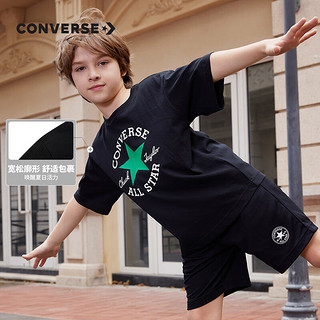 CONVERSE 匡威 儿童装男童短袖上衣2024夏季中大童潮牌半袖T恤 纯白色 150/72