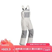 DECATHLON 迪卡侬 滑雪裤背带裤宽松保暖防水工装BIB500月岩灰XL5103626