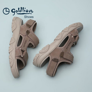 金利来（goldlion）凉鞋男24夏季透气户外鞋舒适轻便沙滩鞋G542420317FFF卡其色39