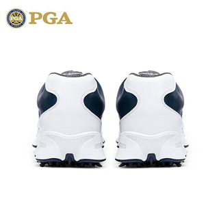 PGA 新品 高尔夫男士球鞋 防水鞋子 防滑活动钉男鞋 旋转鞋带 PGA 301017-白深蓝色 43