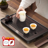 八千行茶盘托盘带排水家用实竹木小型茶台一体式办公室功夫干泡沥水茶具