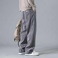 杜里尼 夏季港风宽松直筒休闲裤男士薄款美式高街潮牌垂感条绒运动长裤