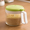 茶花玻璃调味盒调料罐盐罐调味瓶罐厨房用品 450ML绿色