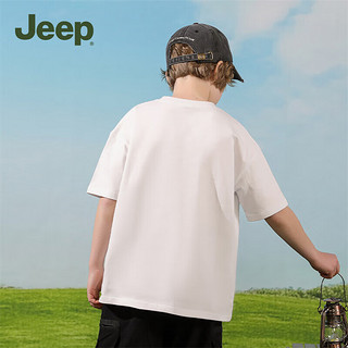 Jeep儿童短袖T恤季女大童运动速干衣修身休闲上衣男童 白色-1352 160cm
