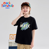马克华菲2024男女童纯棉短袖儿童宽松半袖洋气宝宝上衣T恤JZ2 黑色【涂鸦字母】 120cm