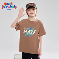 马克华菲2024男女童纯棉短袖儿童宽松半袖洋气宝宝上衣T恤JZ2 咖色【涂鸦字母】 130cm
