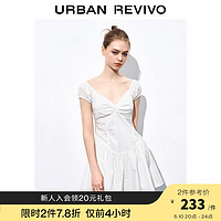 URBAN REVIVO 女装法式小众氛围感扭结短袖连衣裙UWL740037