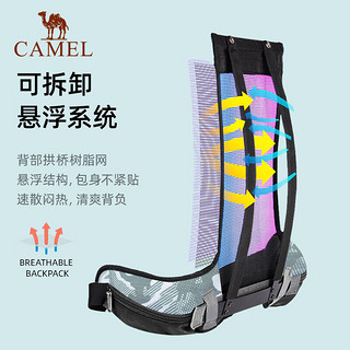 骆驼（CAMEL）户外登山大容量多功能徒步旅行运动爬山双肩背包1F01018-1雪烟灰