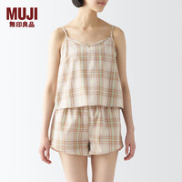 无印良品(無印良品 MUJI)女式 马德拉斯格纹 吊带背心 女士背心女款 FCJ02A4S 浅米色格纹 XL(165/92A)