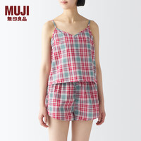 无印良品(無印良品 MUJI)女式 马德拉斯格纹 吊带背心 女士背心女款 FCJ02A4S 烟熏粉色格纹 M(160/84A)