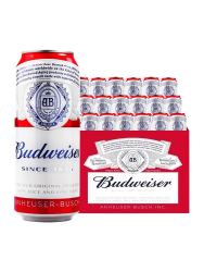budweiser百威啤酒经典500ml18听整箱小麦醇正黄啤酒易拉装新日期
