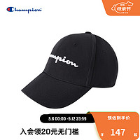 Champion棒球帽2024夏季刺绣字母弯檐运动鸭舌帽男女帽子 黑色 均码