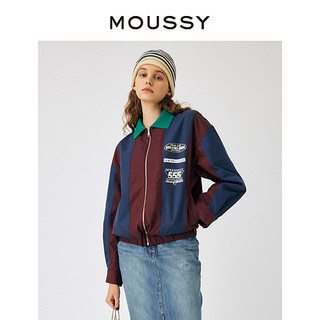 百亿补贴：MOUSSY 摩西 春季新品复古撞色机车风中性夹克外套女028GA230-5470