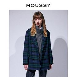 MOUSSY 摩西 春季新品新品格纹双排扣复古风西装外套女010FAS30-5690