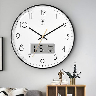 北极星（POLARIS）挂钟客厅家用现代钟表简约挂墙石英钟挂表时钟带日历