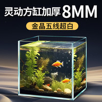 Bessn 加厚方形鱼缸方缸金晶五线超白缸水草造景缸生态桌面鱼缸 30*30*30cm加厚8mm金晶超白方缸送货上楼