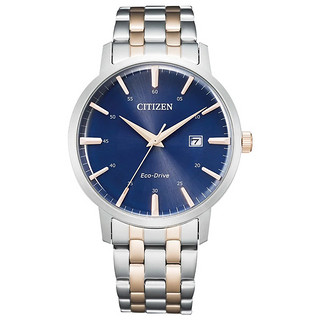 西铁城（CITIZEN）手表男 光动能系列腕表 商务男表 日期显示防水表  BM7466-81L蓝盘钢带
