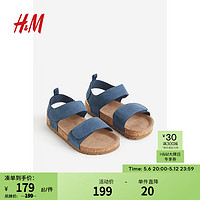 H&M童鞋男童2024夏季新款舒适时尚魔术贴模压内底踝带凉鞋1212338