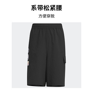 adidas泡泡纱宽松运动短裤男大童儿童夏季阿迪达斯三叶草 黑色 134CM