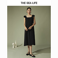 THE SEA LIFE 欧海一生 法式复古无袖连衣裙夏季新款荷叶边拼接显瘦露背裙子1776