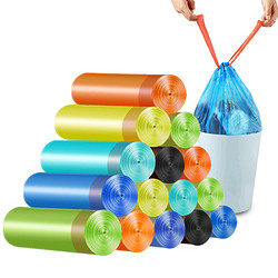 佳曼垃圾袋 抽繩收口垃圾袋 家用手提式加厚廚房垃圾桶塑料袋 混色