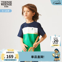 Teenie Weenie Kids小熊童装男童24年夏款运动刺绣撞色短袖T恤潮 绿色 1