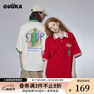 古由卡（GUUKA）美式复古重磅纯棉短袖T恤男夏潮 休闲活泼拼接上衣宽松 黑色F4625 XS
