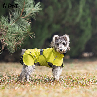 ISPET小狗狗雨衣小型雨披防风防水泰迪雪纳瑞法斗比熊雨衣宠物雨衣 绿黄色 L
