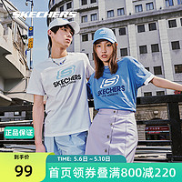 SKECHERS 斯凯奇 夏季纯棉短袖t恤男女同款简约纯色打底衫情侣上衣