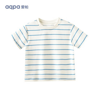 [UPF50+]儿童撞色短袖T恤夏季男童女童条纹上衣 蓝色条纹 80cm
