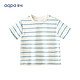  aqpa [UPF50+]儿童撞色短袖T恤夏季男童女童条纹上衣 蓝色条纹 80cm　