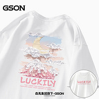 GSON 森马集团旗下品牌  复古正反印花纯棉大码T恤
