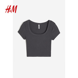 H&M女装T恤2024夏季新款内搭短上衣1212806 160/88 S