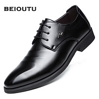 BEIOUTU 北欧图 商务正装男皮鞋子时尚英伦结婚上班系带休闲男鞋 1099 黑色 43