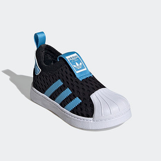 adidas SUPERSTAR 360一脚蹬贝壳头学步鞋男婴童阿迪达斯三叶草 黑色/蓝/白 23码