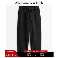 ABERCROMBIE & FITCH男装 24春夏时尚休闲宽松棉麻混纺裤装 KI130-4034 黑色 L (180/86A)