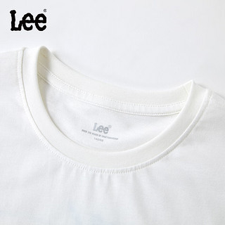 Lee儿童短袖T恤2024春夏纯棉后背LOGO印花宽松舒适运动上衣童装 白色 140cm