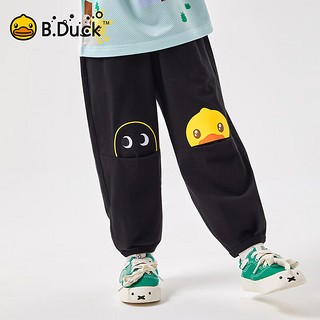 B.Duck小黄鸭童装男童裤子2024夏季儿童运动裤女孩休闲裤 黑色 120cm