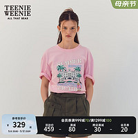 Teenie Weenie小熊女装2024夏季新款休闲度假风轻薄宽松短袖T恤衫