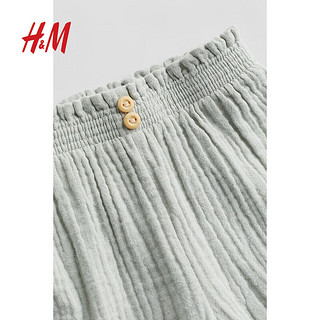 H&M2024春季童装女婴松紧腰长裤1199511 浅灰绿色 100/50