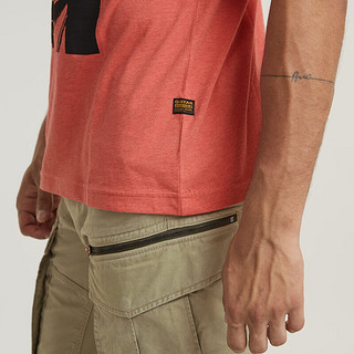 G-STAR RAW男士T恤西海岸印花半袖2024夏季短袖圆领修身型D24686 橙红色 XL