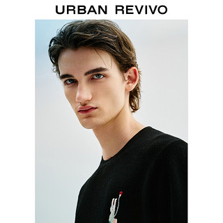URBAN REVIVO 男装潮流设计感刺绣撞色短袖针织衫UMV940021