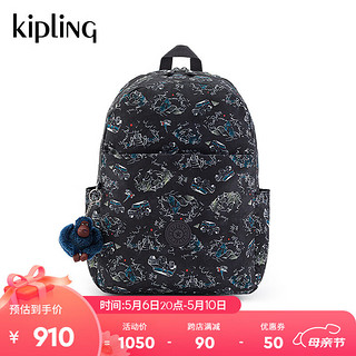 Kipling【母亲节】男女款24休闲风旅行包双肩背包电脑包HAYDAR 黑底丛林越野印花