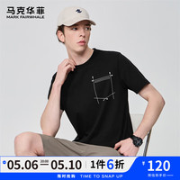 马克华菲【明线口袋】简约舒适短袖T恤男士2024夏季透气亲肤潮牌上衣 001黑色 L
