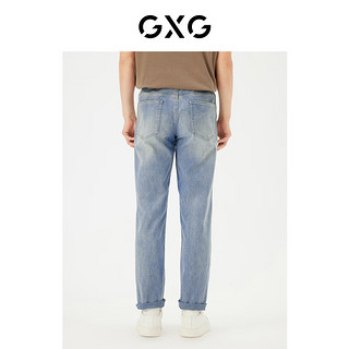 GXG男装 经典直筒牛仔裤男休闲长裤薄 24年夏G24X052021 牛仔蓝 180/XL